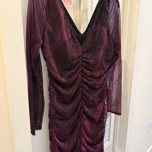 Guess Black and Purple Long Sleeve Dress